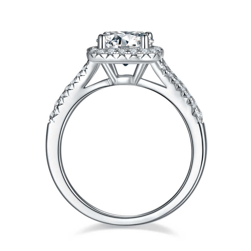 双臂方包S925银镀白金MoissaniteWomen's Ring1.5ctD级
